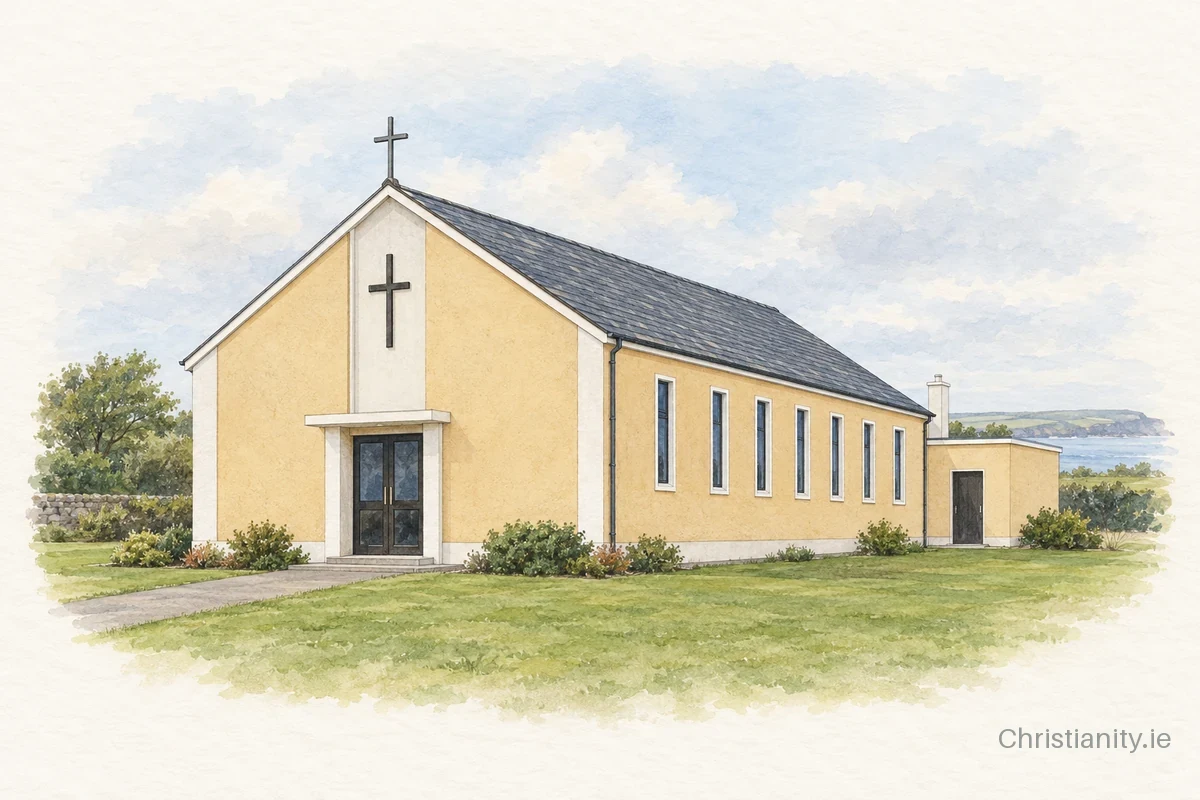 Watercolour and ink illustration of St Flannan’s