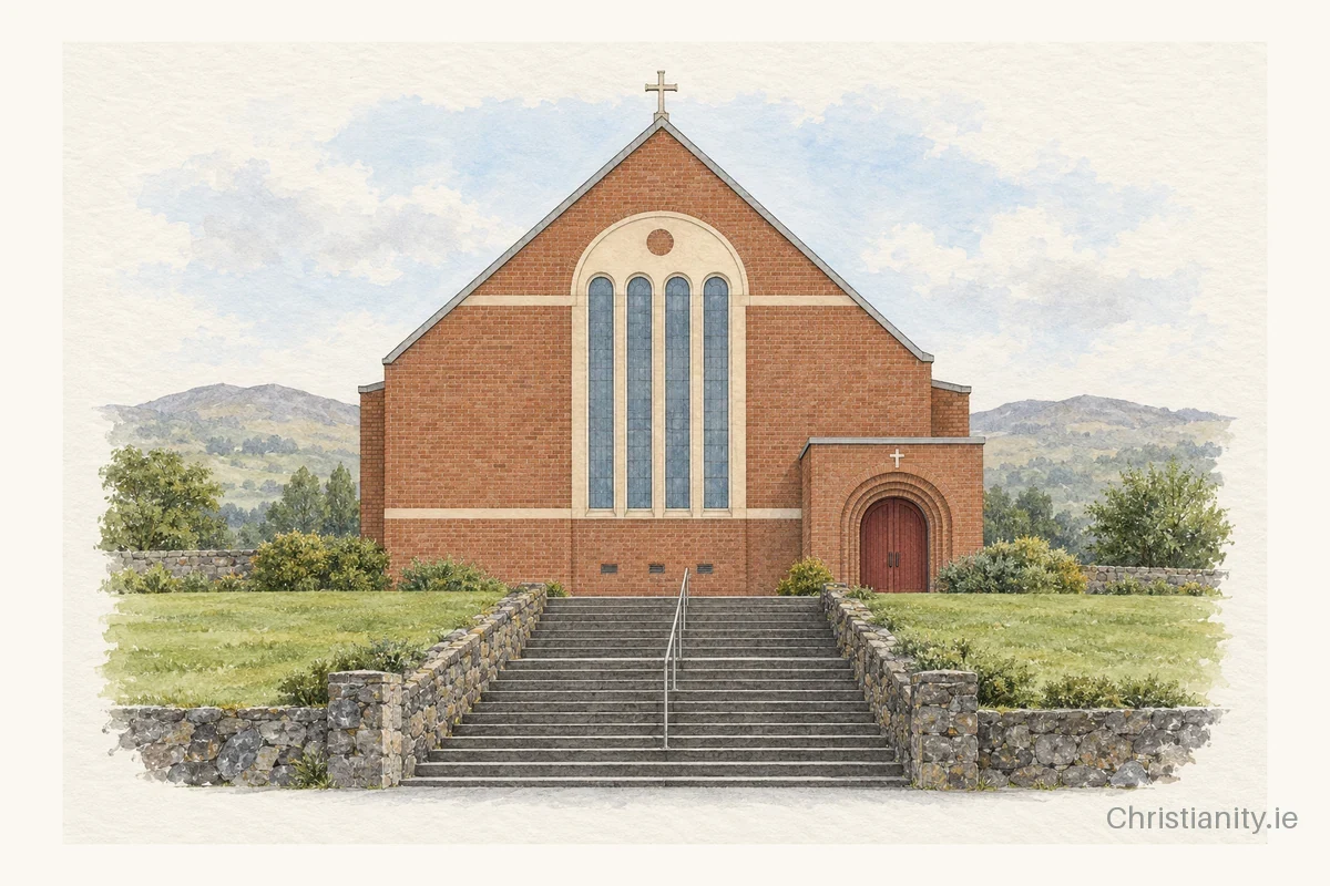 Watercolour and ink illustration of St. Gerard, Newtownabbey