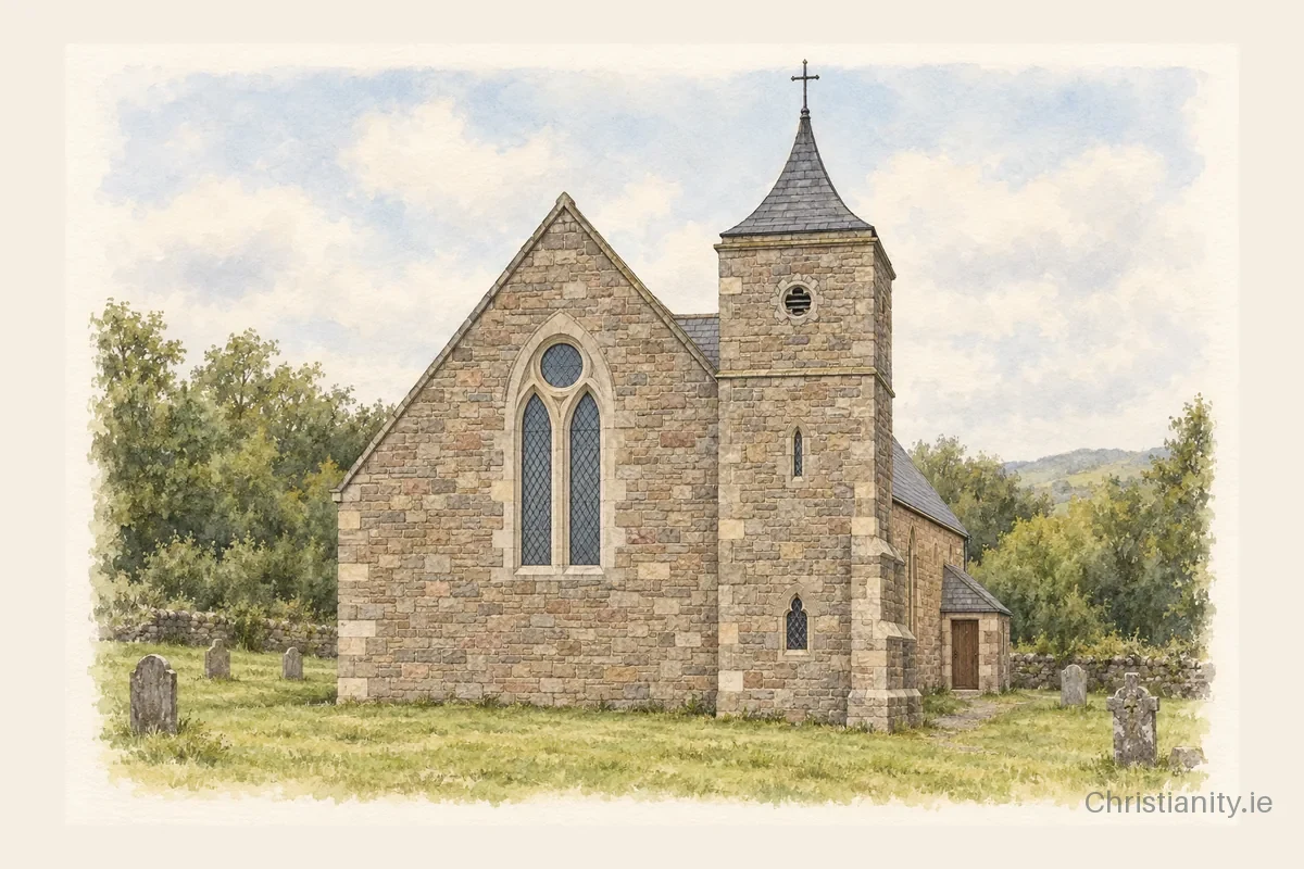 Watercolour and ink illustration of St. Helena's Church