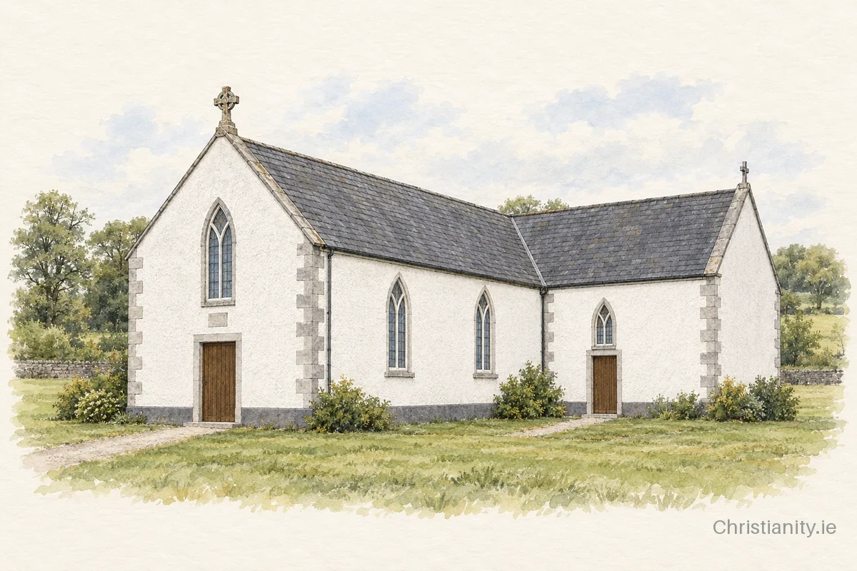 Watercolour and ink illustration of St. Hugh