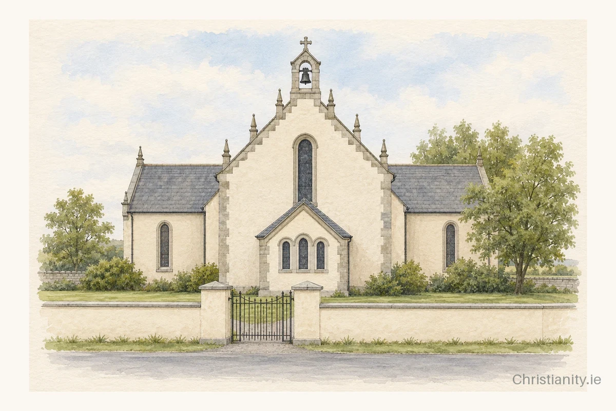 Watercolour and ink illustration of St Ita's, Feenagh