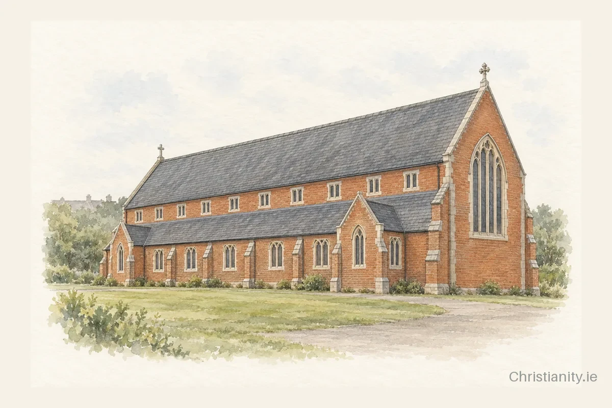 Watercolour and ink illustration of St Ita's Hospital, Portrane