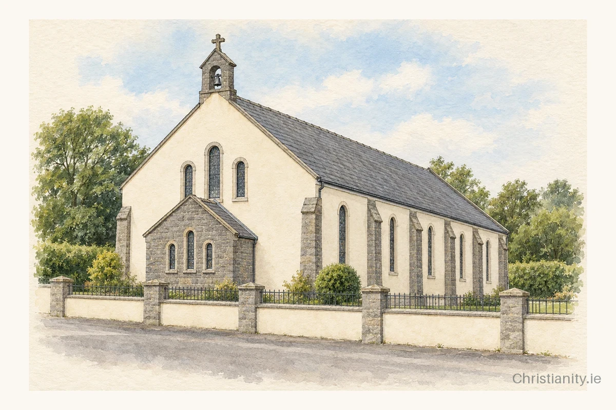 Watercolour and ink illustration of St Ita's, Kilmeedy