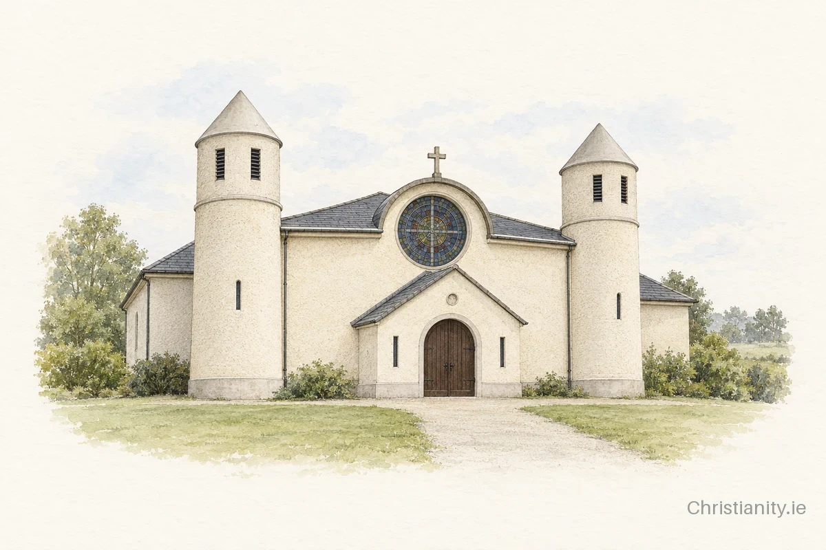 Watercolour and ink illustration of St Jame’s Church, Clonbroney