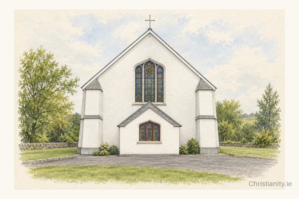 Watercolour and ink illustration of St. James's Church, Cappagh