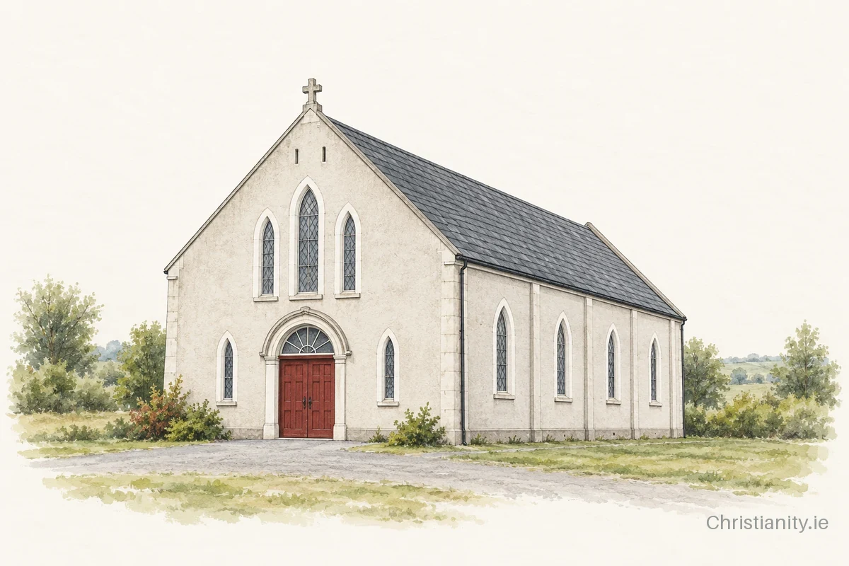 Watercolour and ink illustration of St. James’s Church, Knockjames