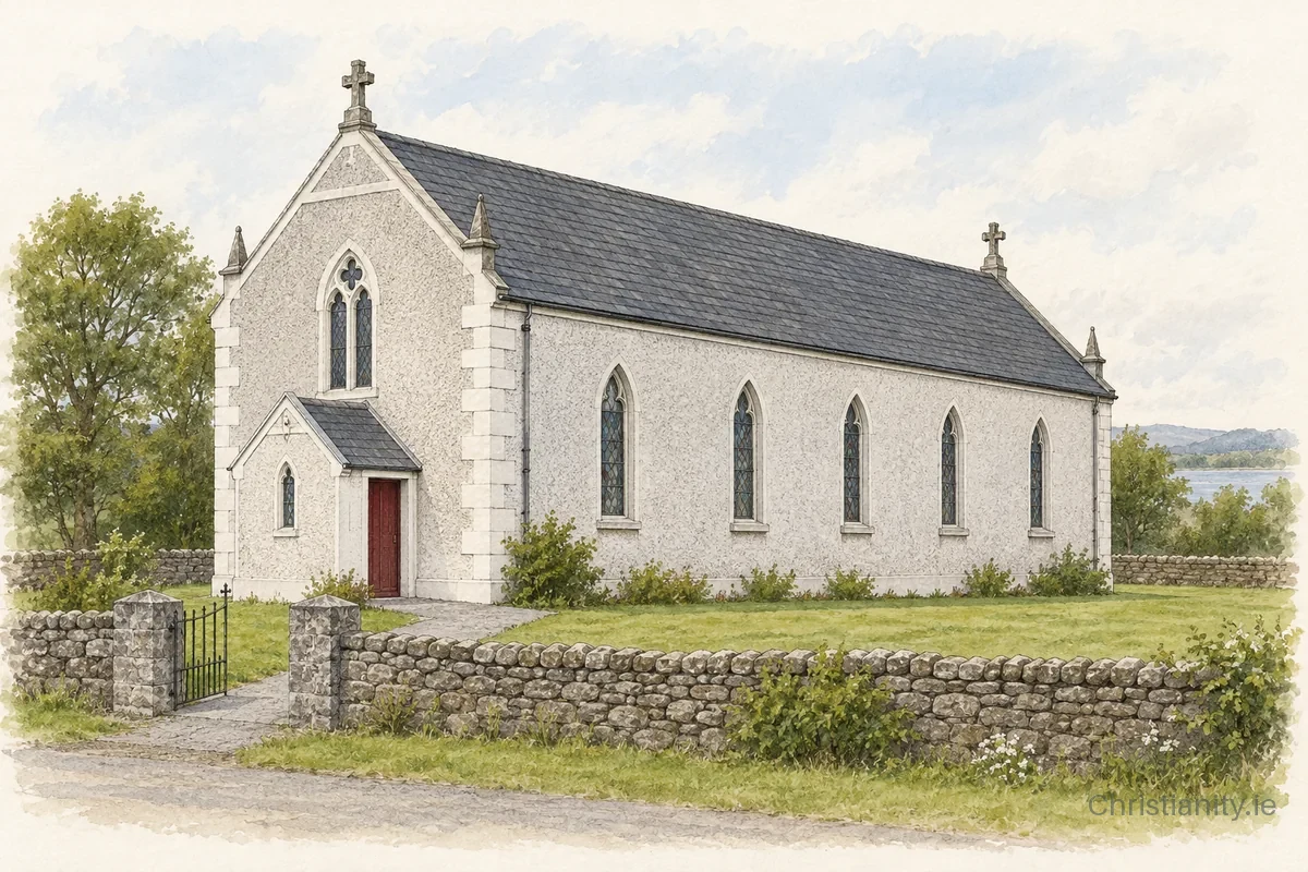 Watercolour and ink illustration of St. Jarlath