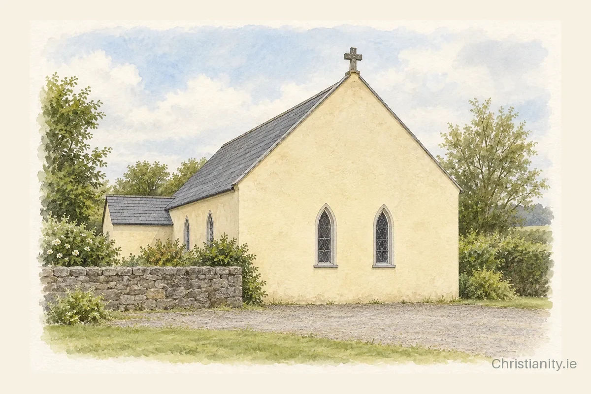 Watercolour and ink illustration of St. John the Baptist, Caum
