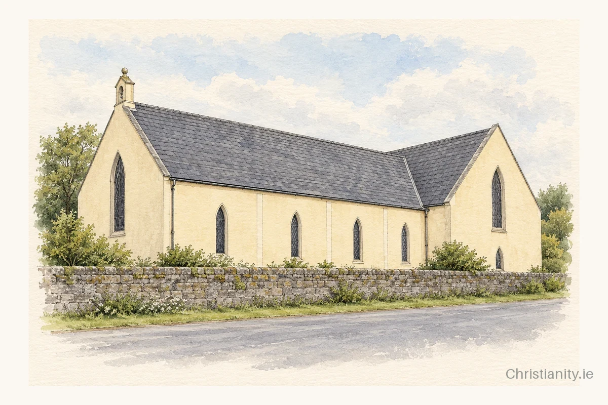 Watercolour and ink illustration of St. John the Baptist Church, Fedamore