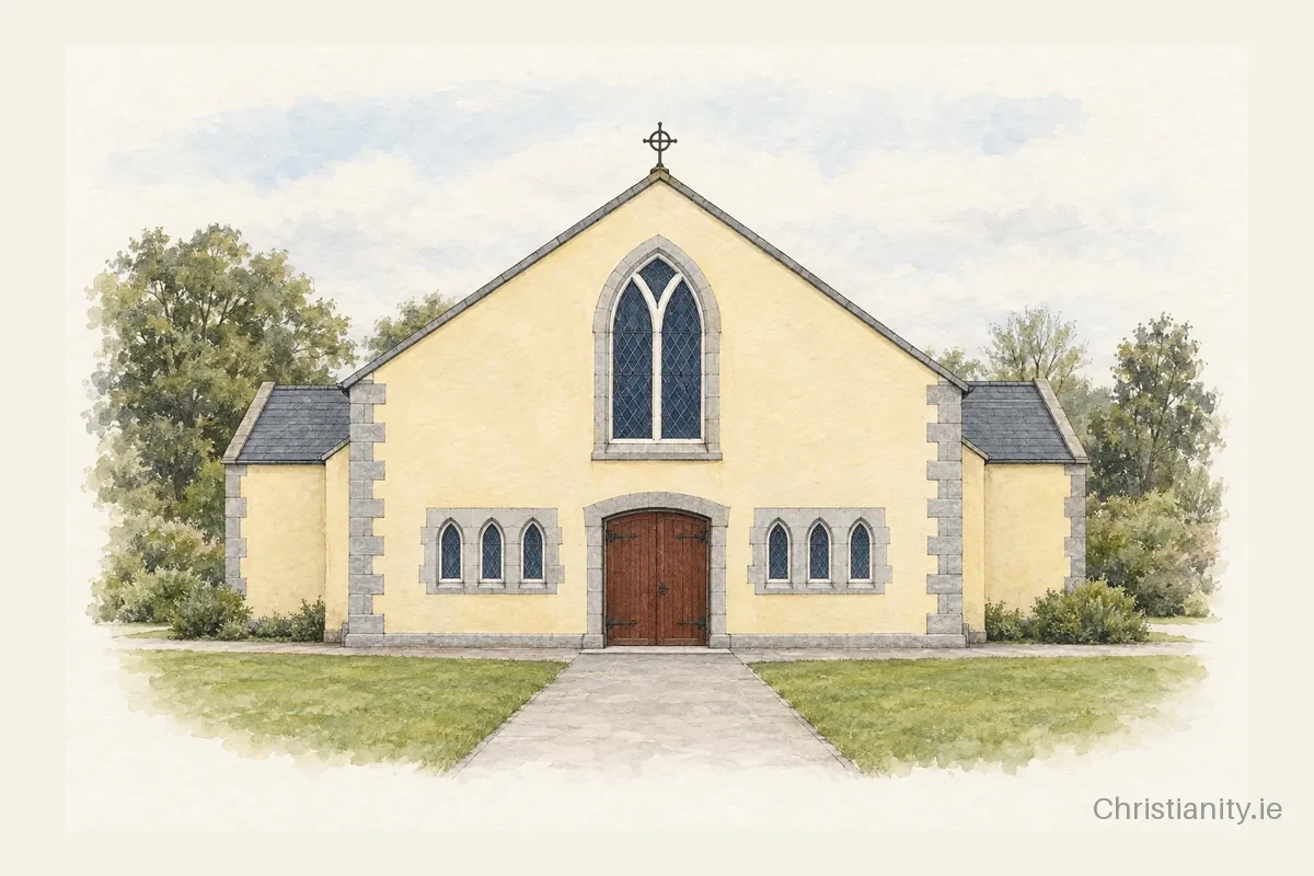 Watercolour and ink illustration of St John The Baptist Church, Kilberry