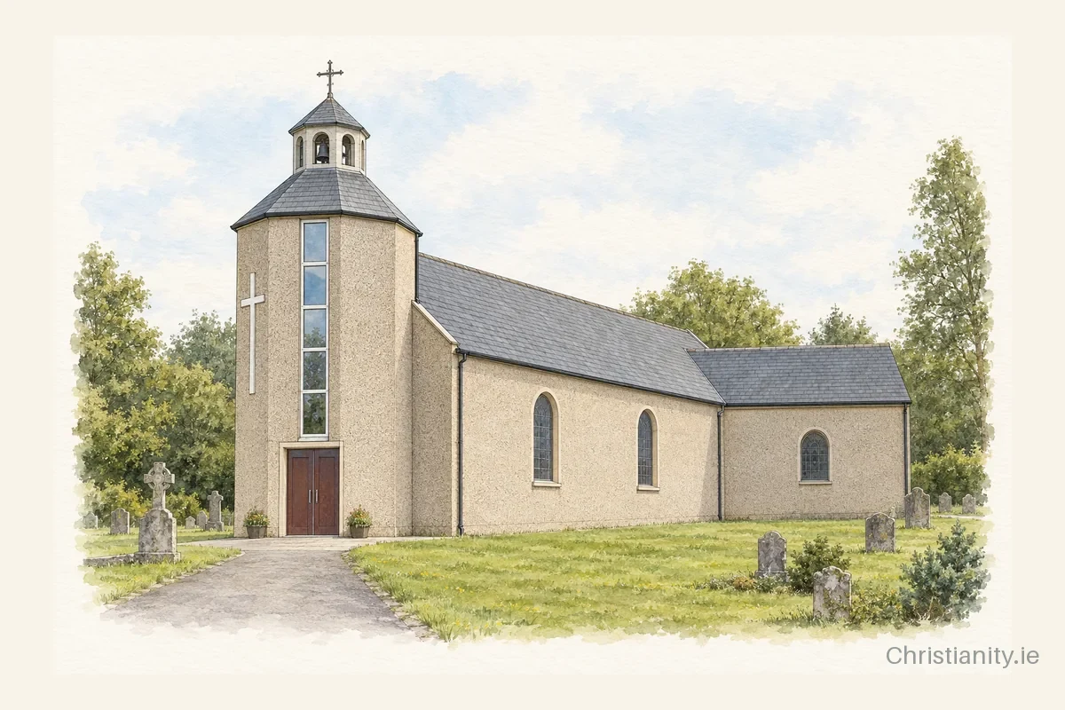 Watercolour and ink illustration of St. John the Baptist Church, Powerstown