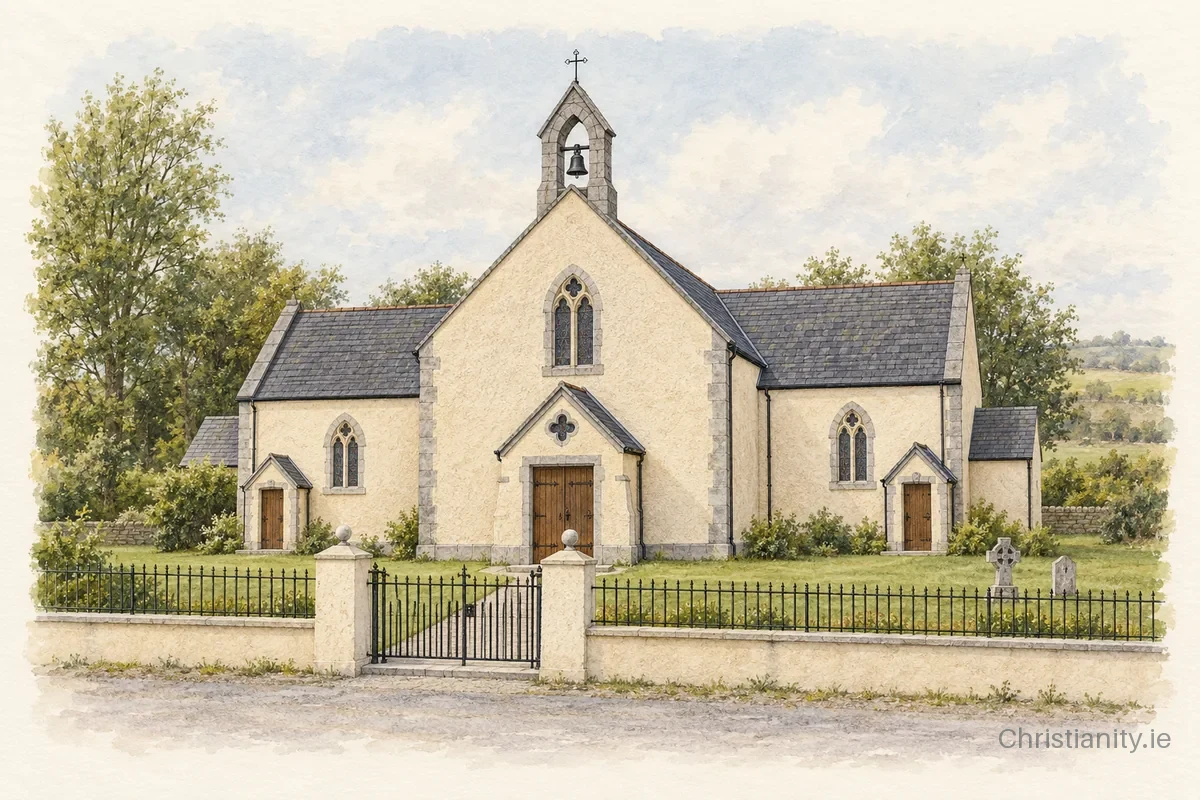Watercolour and ink illustration of St John The Baptist Church, Woodford