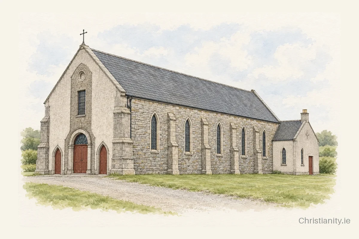 Watercolour and ink illustration of St John the Baptist, Kilburn