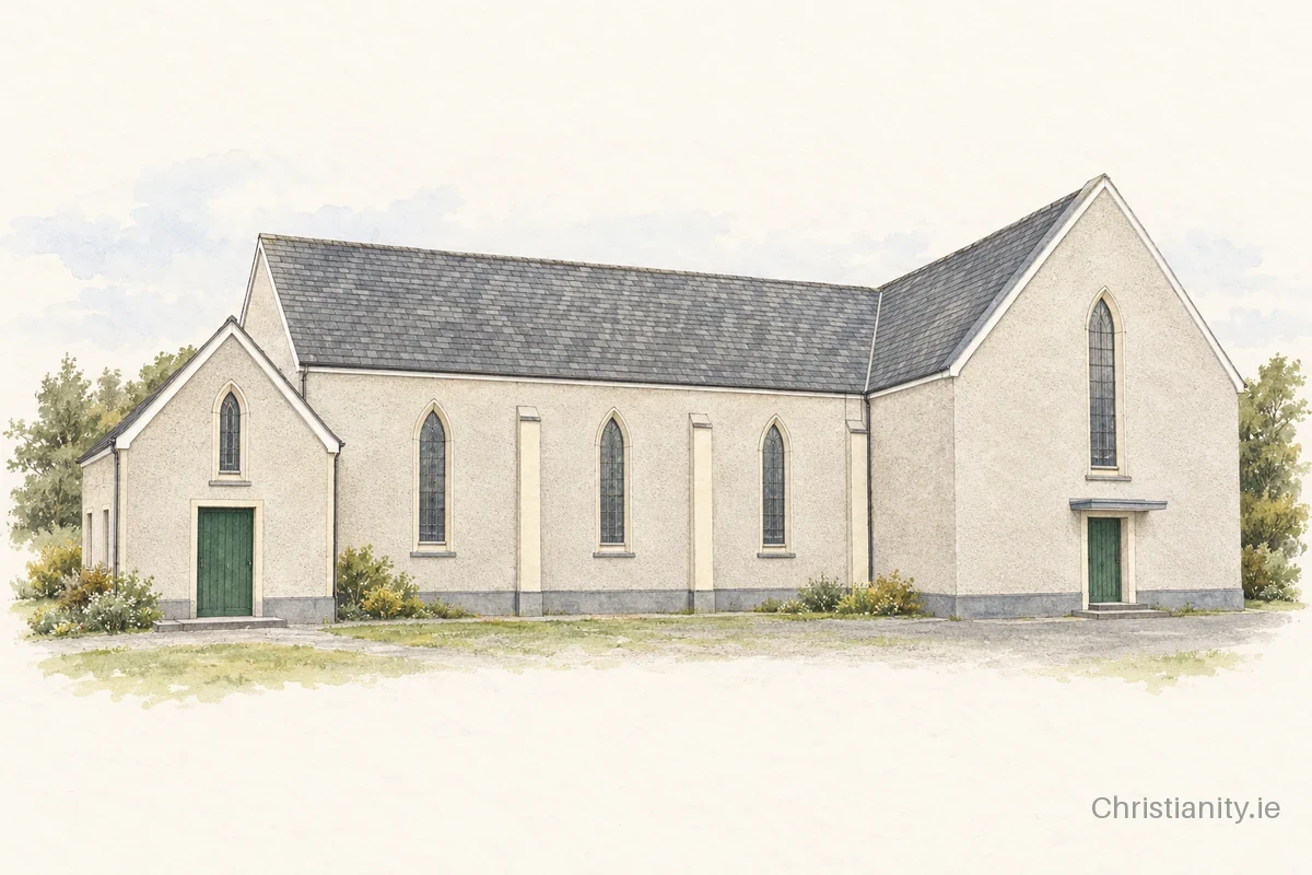 Watercolour and ink illustration of St. John The Baptist, Kilmaley