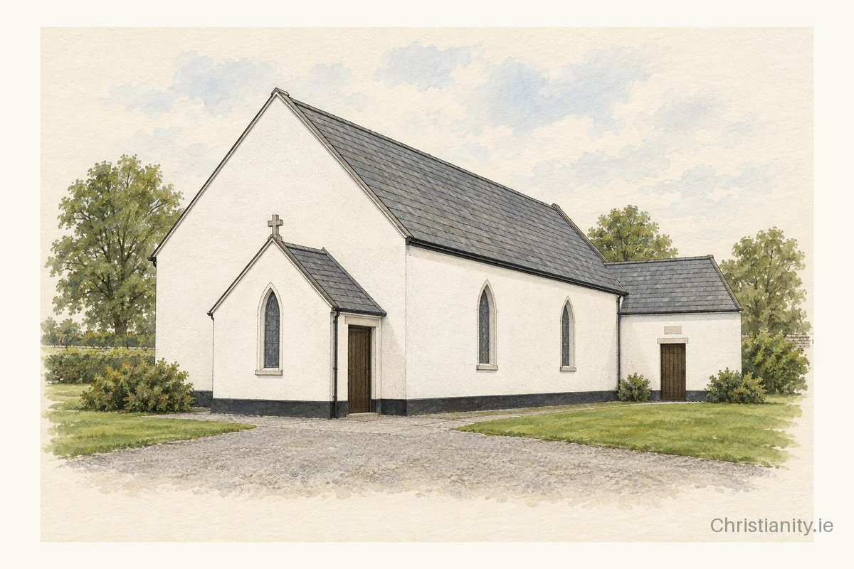 Watercolour and ink illustration of St. John’s, Ballybritt