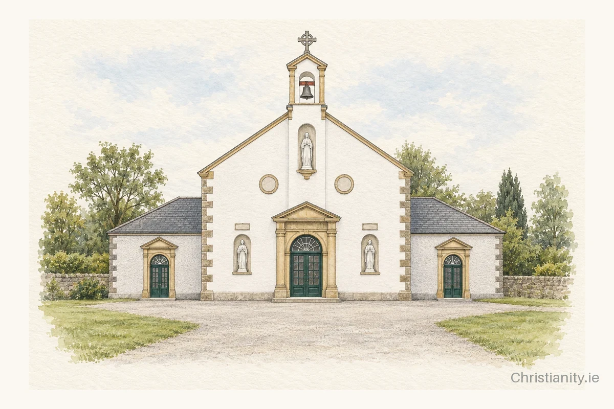 Watercolour and ink illustration of St. John’s Church, Killenard