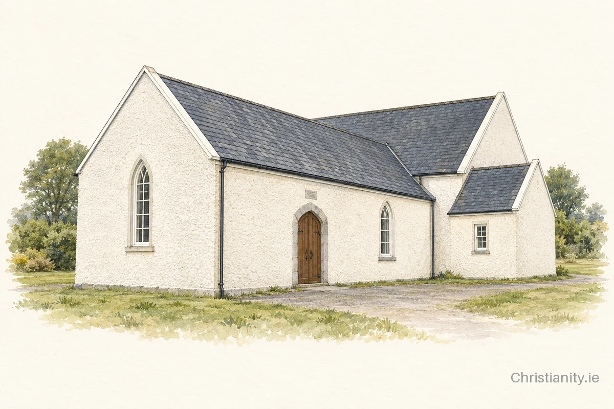Watercolour and ink illustration of St John's, Cratloe