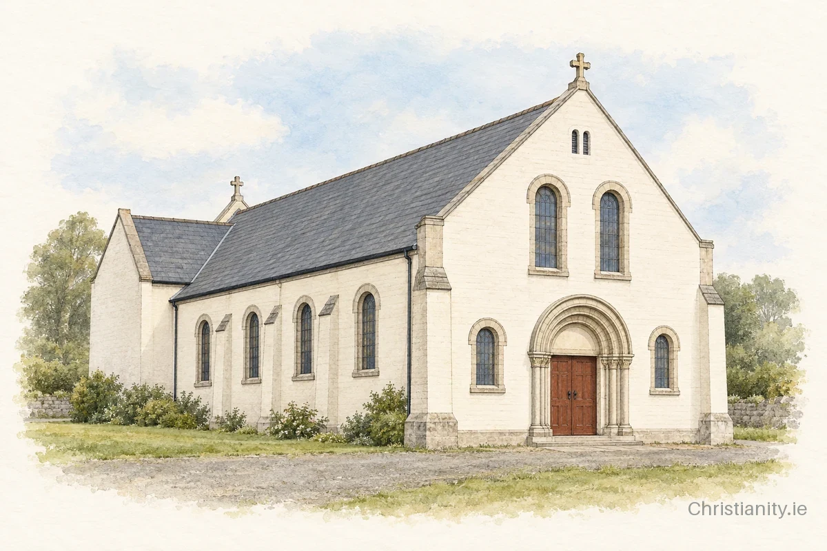 Watercolour and ink illustration of St. Joseph, Drumhawnagh