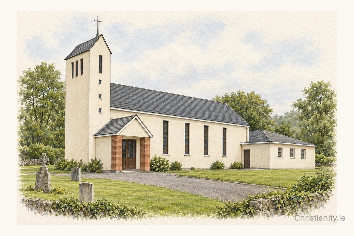 Watercolour and ink illustration of St Joseph & St Malachy’s Church, Drummullan