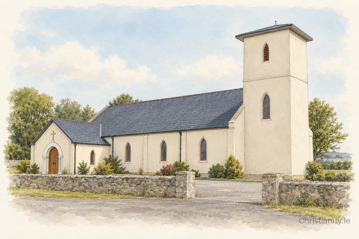 Watercolour and ink illustration of St. Joseph's Carrickmannon