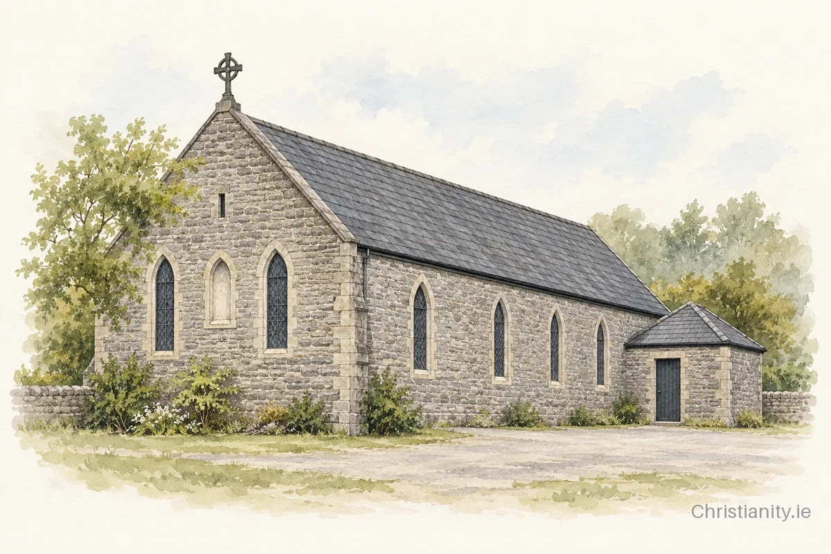 Watercolour and ink illustration of St Joseph's, Cashelnadrea