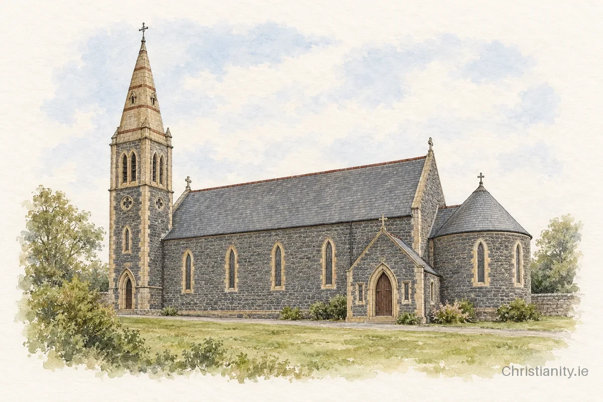 Watercolour and ink illustration of St. Joseph's Church