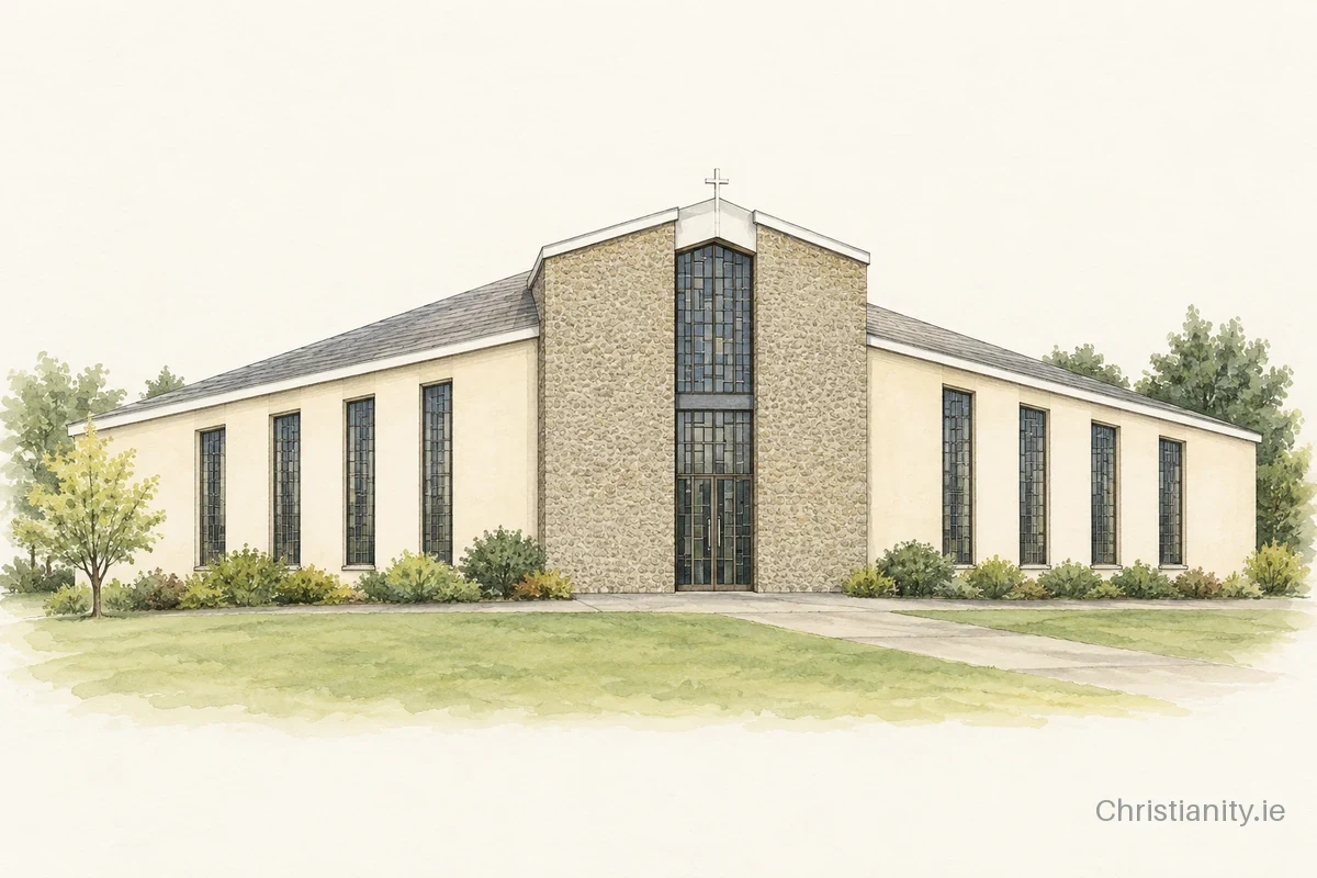 Watercolour and ink illustration of St Joseph's Church, Ennis