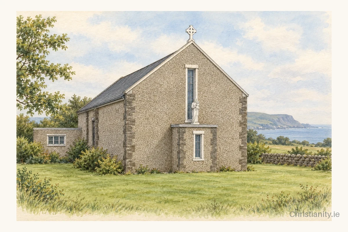 Watercolour and ink illustration of St Joseph's Church