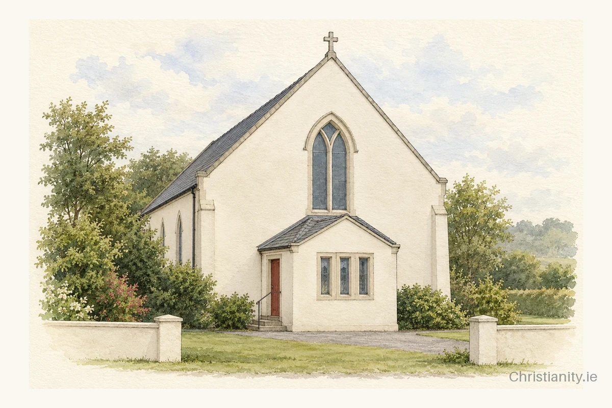 Watercolour and ink illustration of St. Joseph's Church