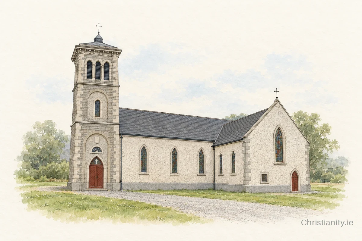 Watercolour and ink illustration of St. Joseph’s Church, Rathwire