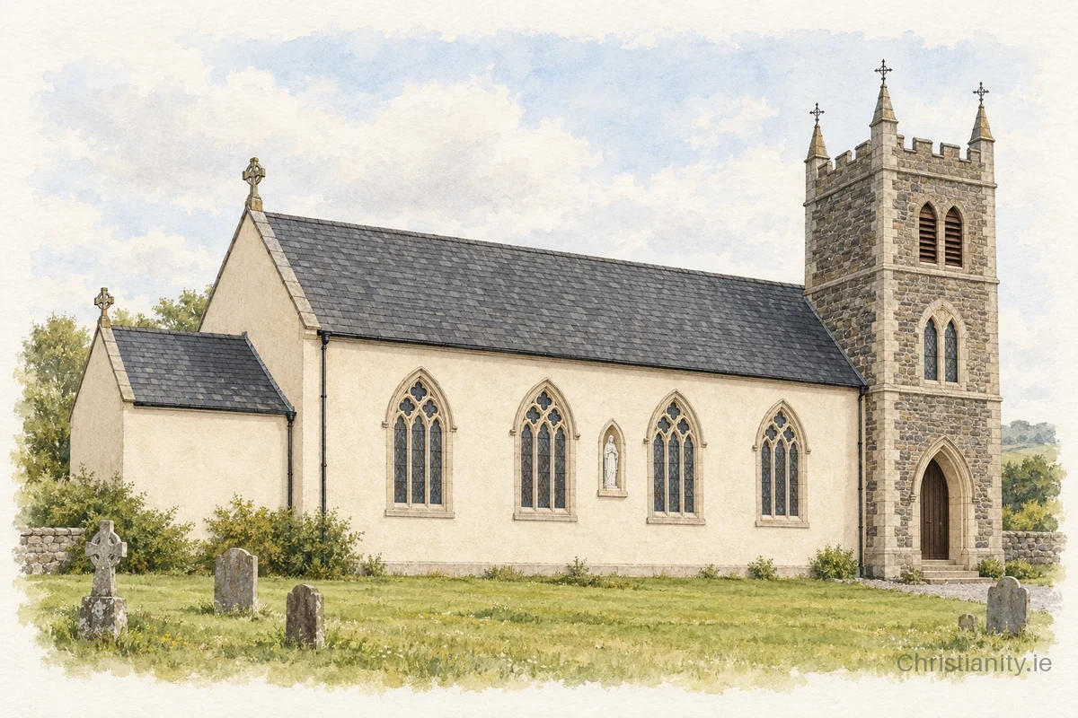 Watercolour and ink illustration of St Joseph’s, Cradien