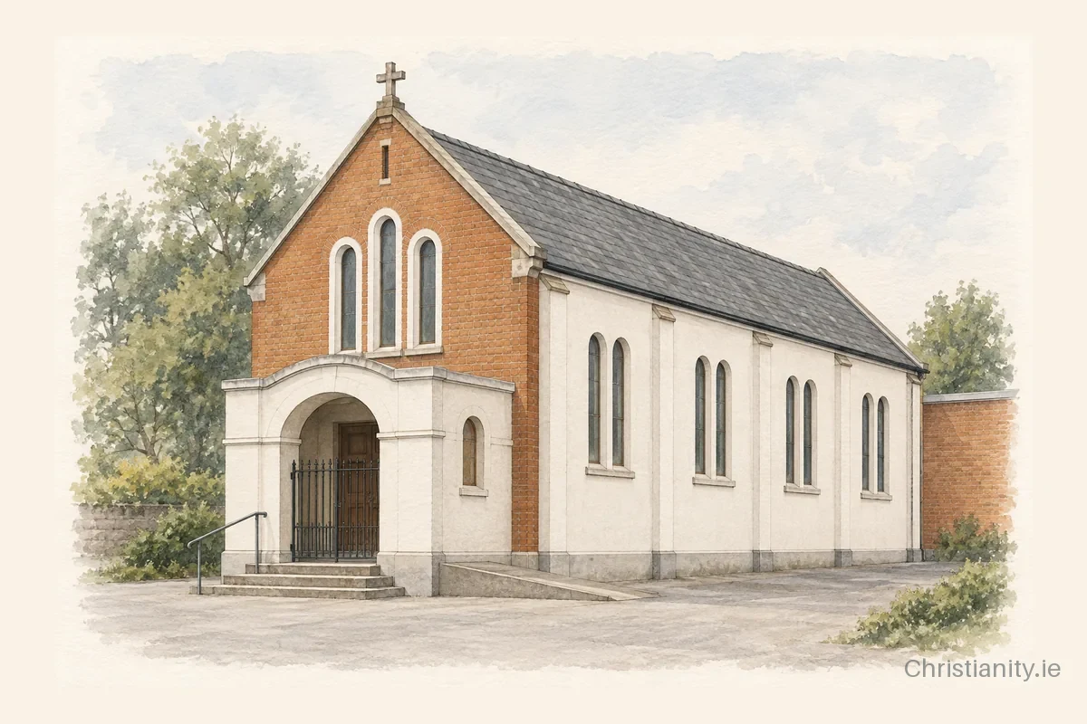 Watercolour and ink illustration of St Joseph's Hospital Church, Ardee
