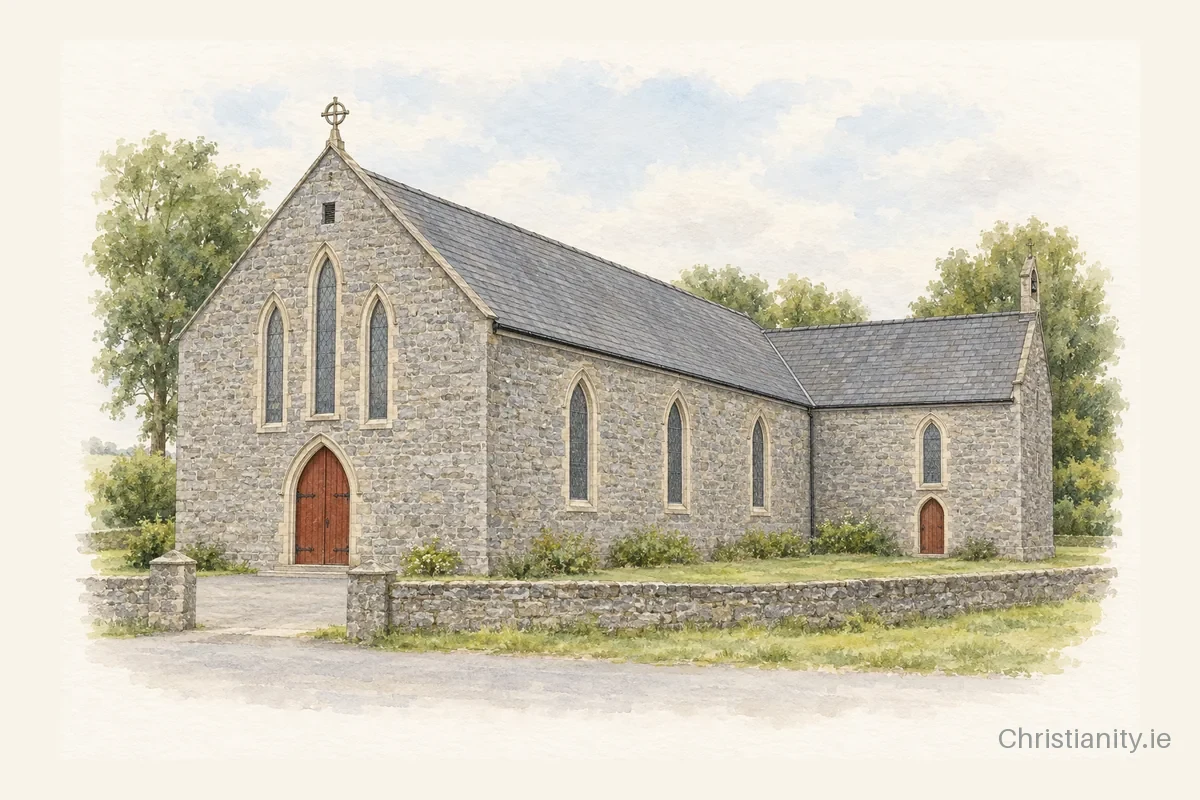 Watercolour and ink illustration of St. Joseph's, Liscarroll