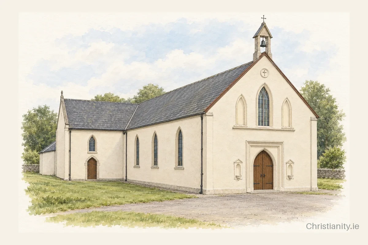 Watercolour and ink illustration of St. Joseph's Shandrum