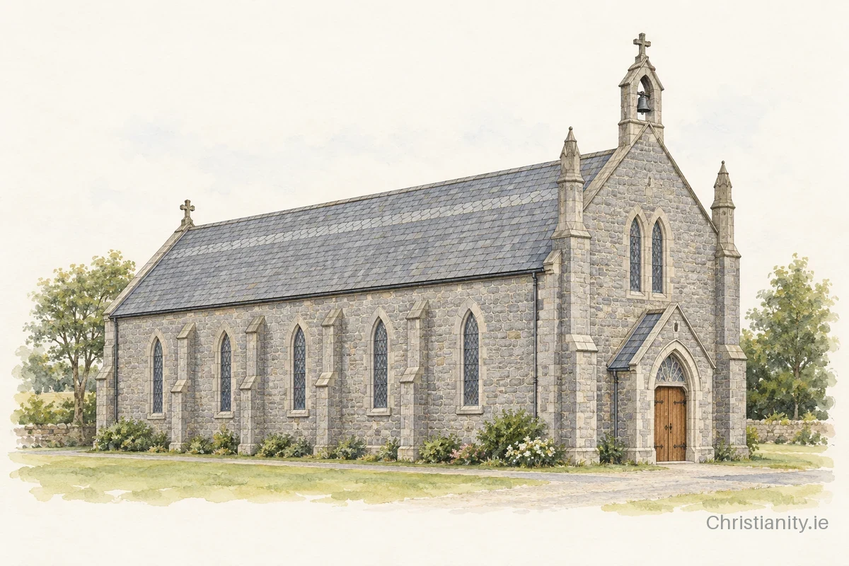 Watercolour and ink illustration of St. Joseph’s, Tuamgraney