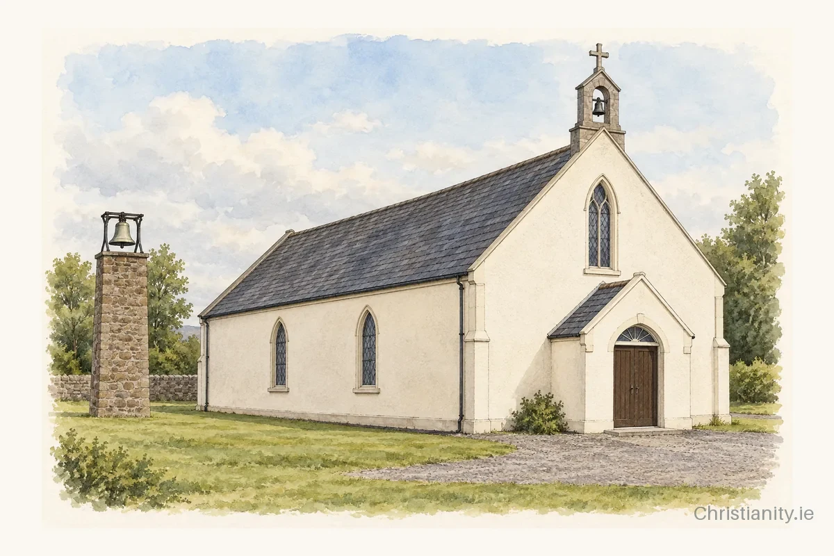 Watercolour and ink illustration of St Kevin's