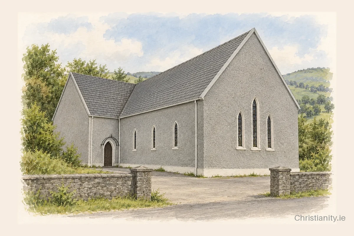 Watercolour and ink illustration of St Kilian’s, Lauragh