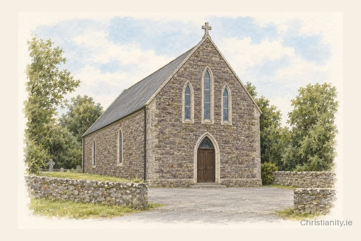 Watercolour and ink illustration of St Killogue, Kilnaspic
