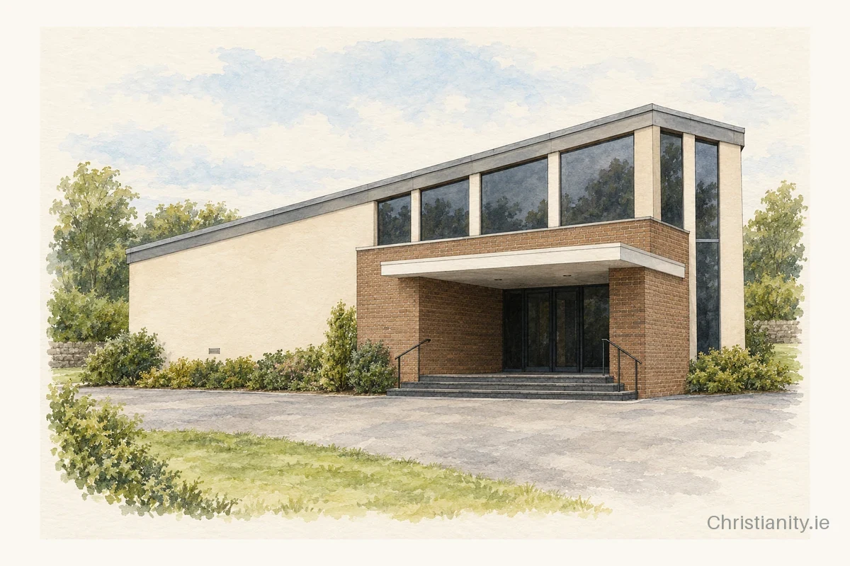 Watercolour and ink illustration of St. Kyrans Church, Coolcappa