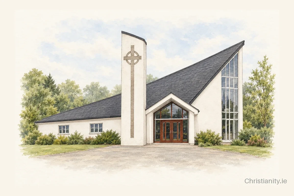 Watercolour and ink illustration of St. Lachteen’s Church, Stuake