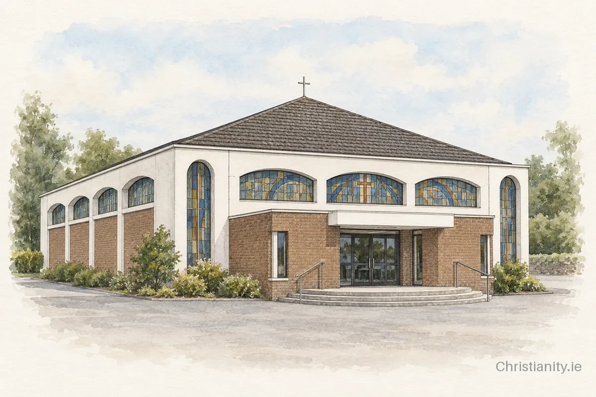 Watercolour and ink illustration of St. Lawrence's Church, Tynagh