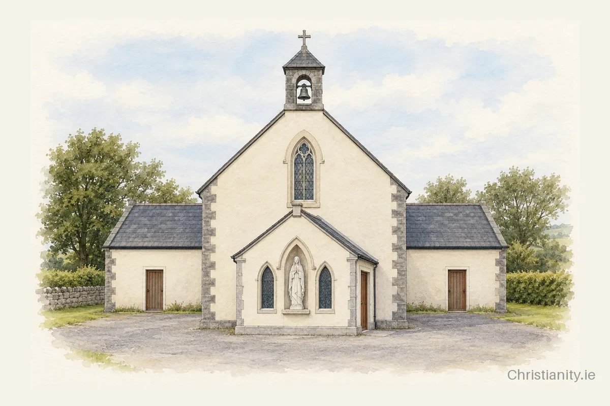 Watercolour and ink illustration of St. Lawrence's, Clonmult