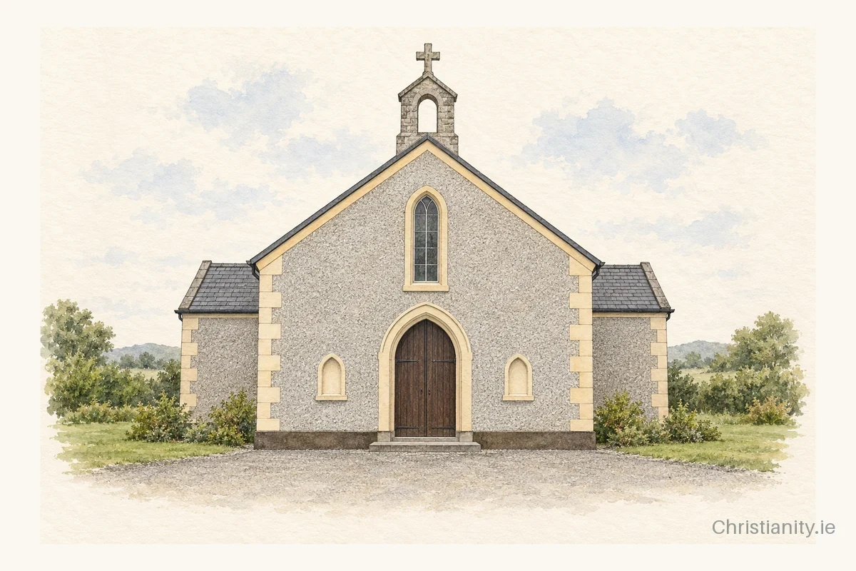 Watercolour and ink illustration of St Lua’s Church