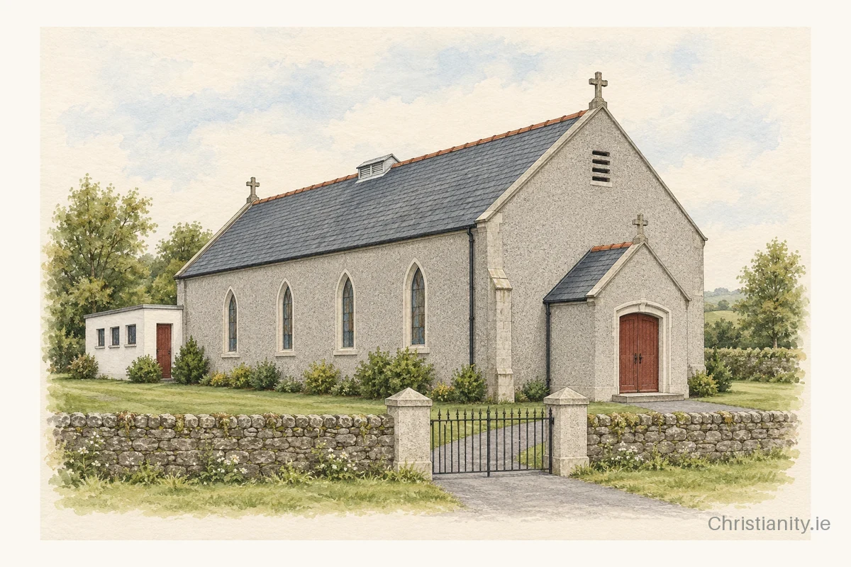Watercolour and ink illustration of St. MacNissius, Parish of Antrim
