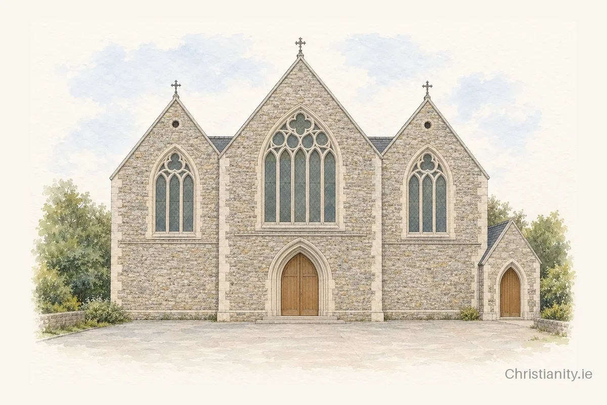 Watercolour and ink illustration of St. Mary Star of the Sea