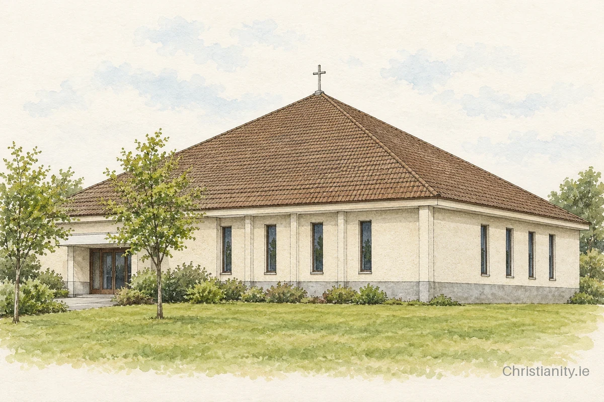 Watercolour and ink illustration of St Mary’s, Castlefin