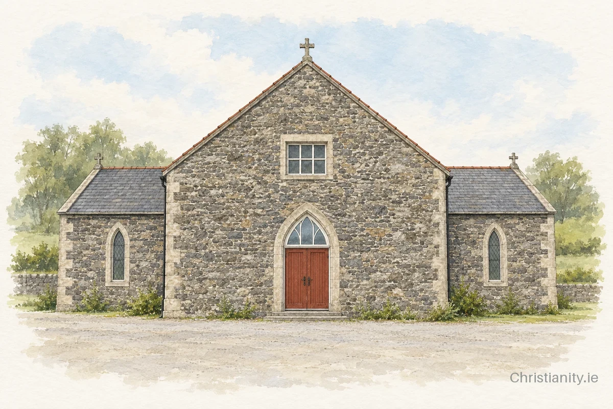 Watercolour and ink illustration of St. Mary's, Castlerahan