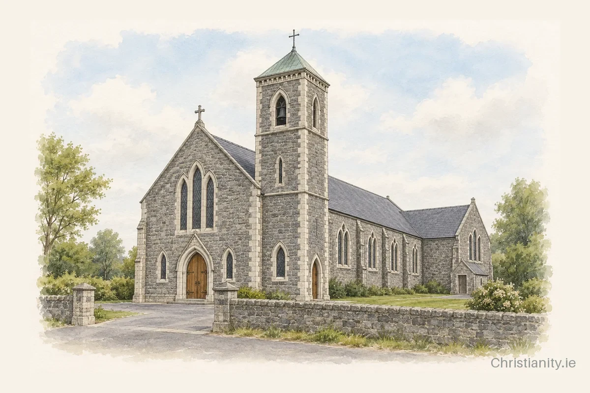 Watercolour and ink illustration of St Mary's Church, Ballygar
