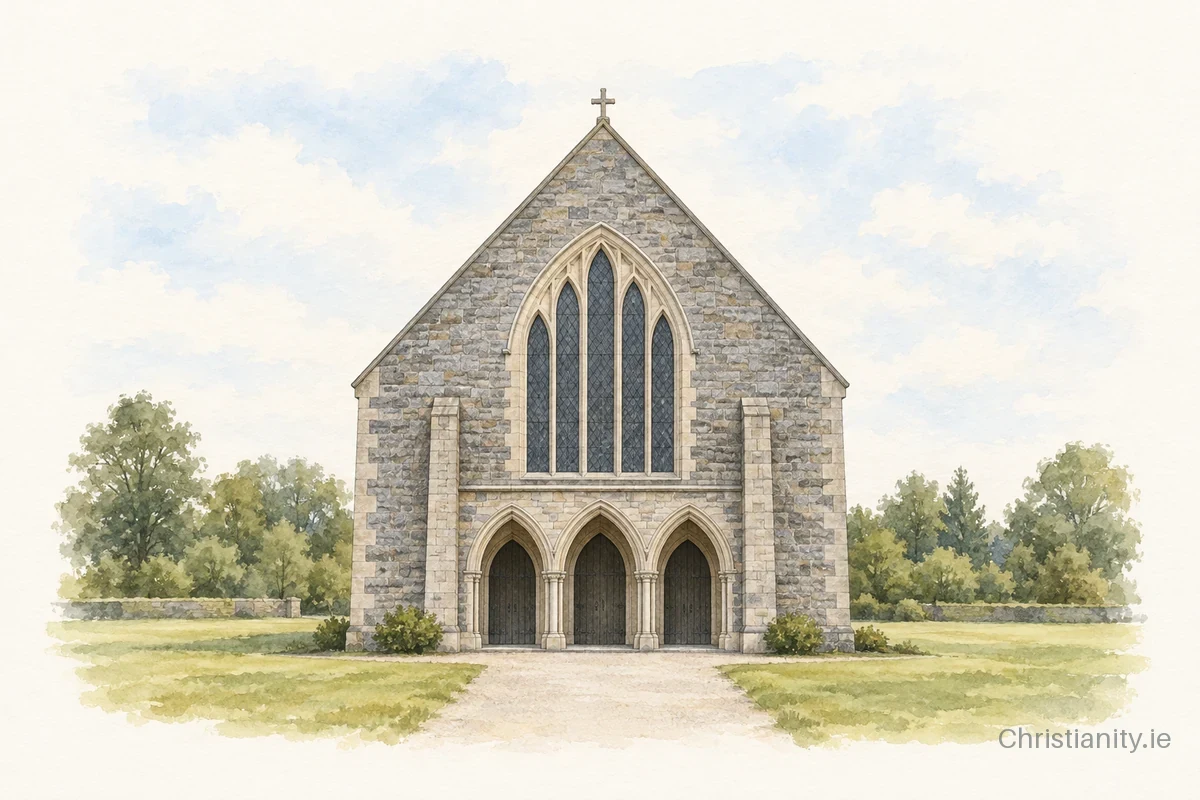 Watercolour and ink illustration of St. Mary’s Church, Broadford