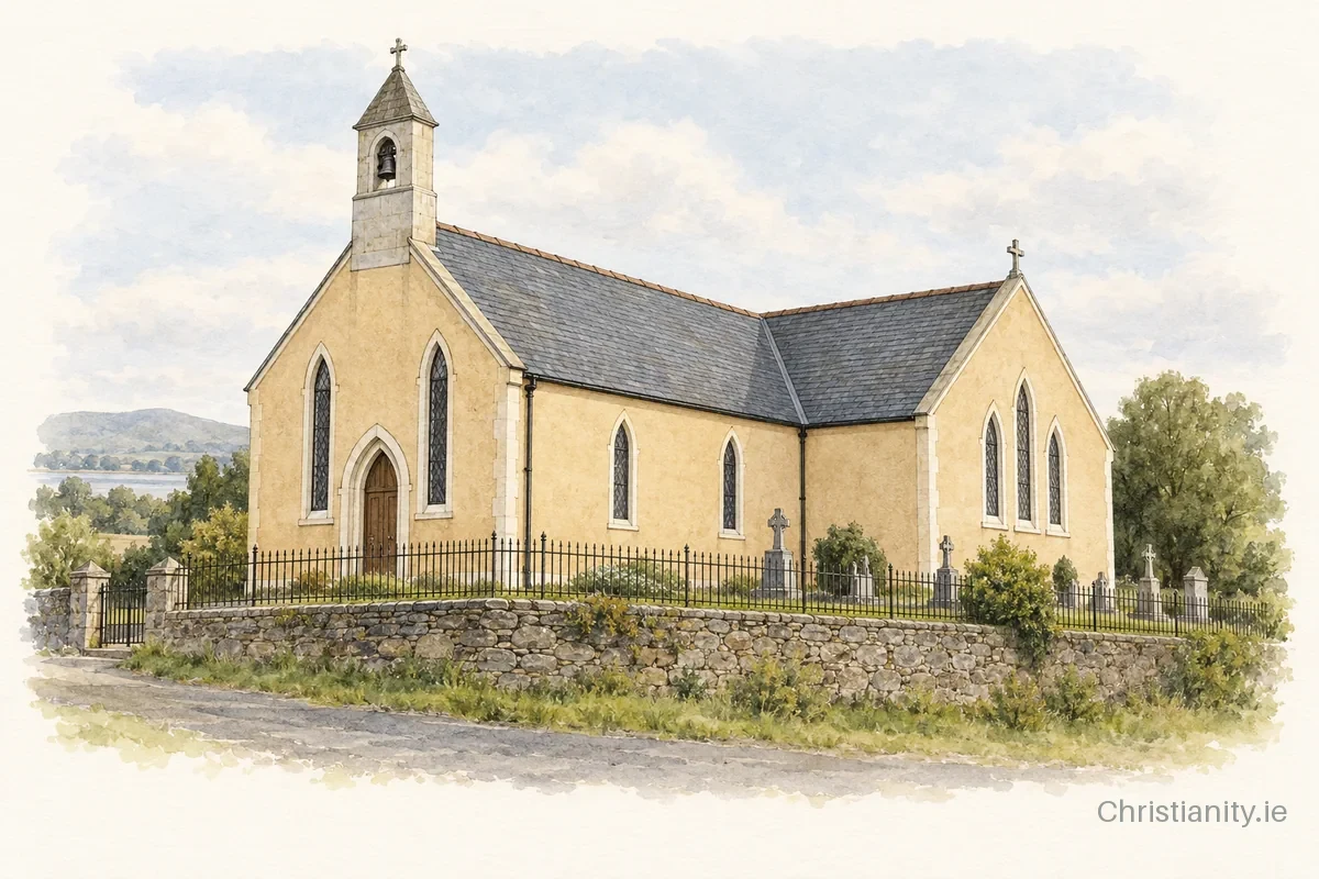 Watercolour and ink illustration of St. Mary's Church, Burren
